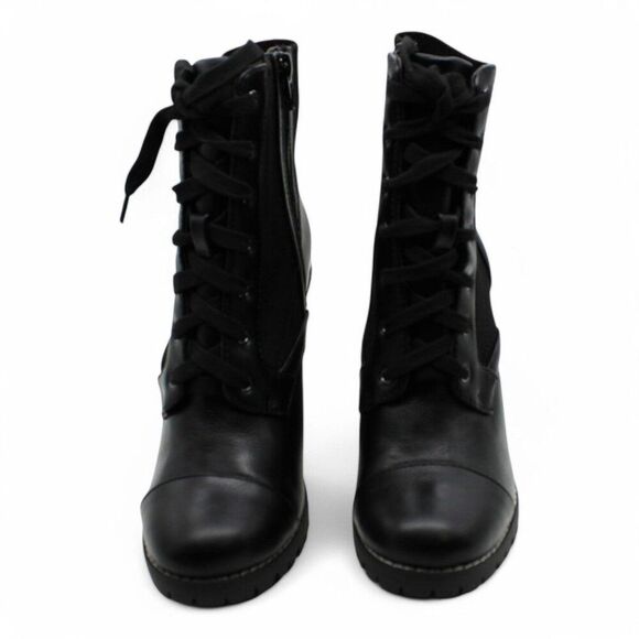 BCBGENERATION Womens Black Stretch Cushioned Lug Sole Lace up Booties - Picture 3 of 9